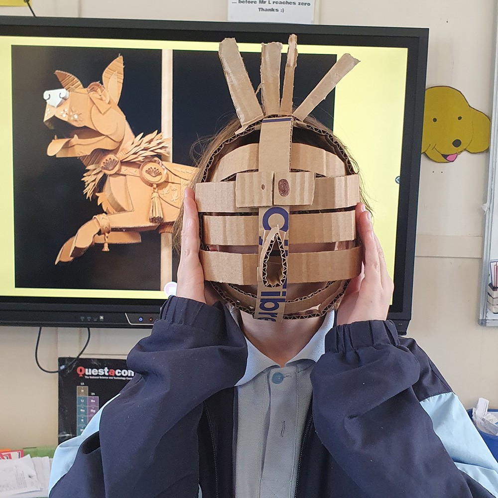 photos of cardboard creations art lesson