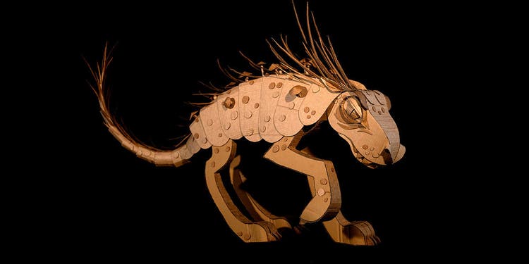 Photo of a creature made from cardboard