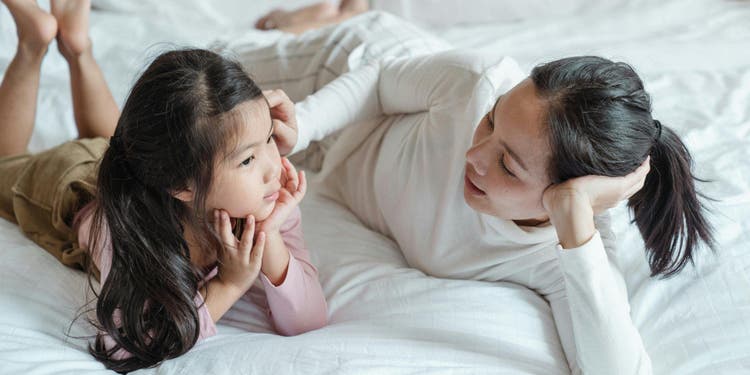 mother and daughter talking