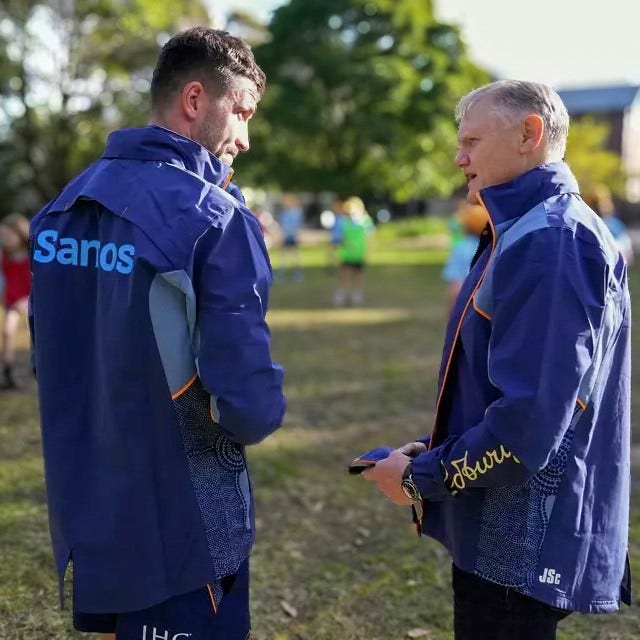Wallabies rugby players during their school visit