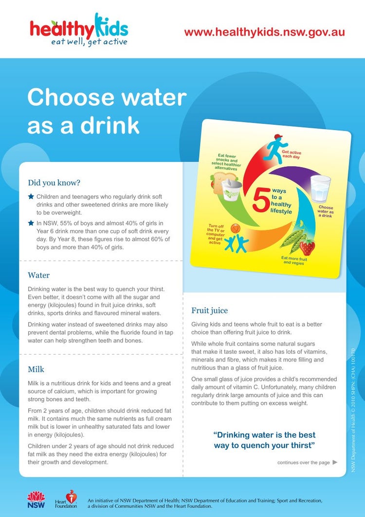 Choose water as a drink factsheet