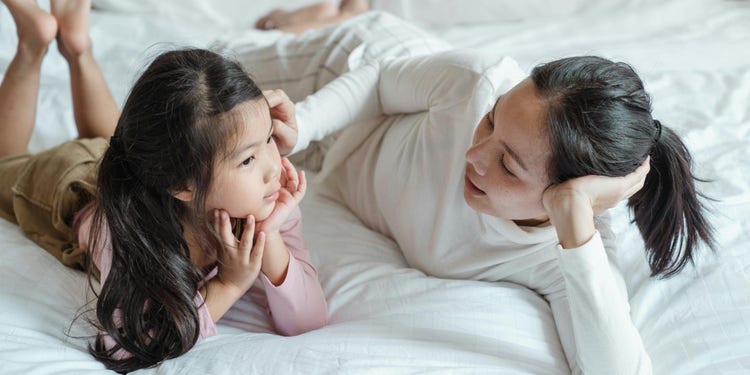 mother and daughter talking