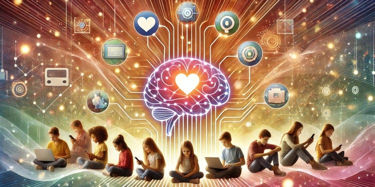 Children sitting on devices